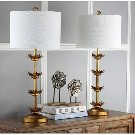 Safavieh Lani Leaf 32 in. H Table Lamp, Antique Gold, Set of 2 | Walmart (US)
