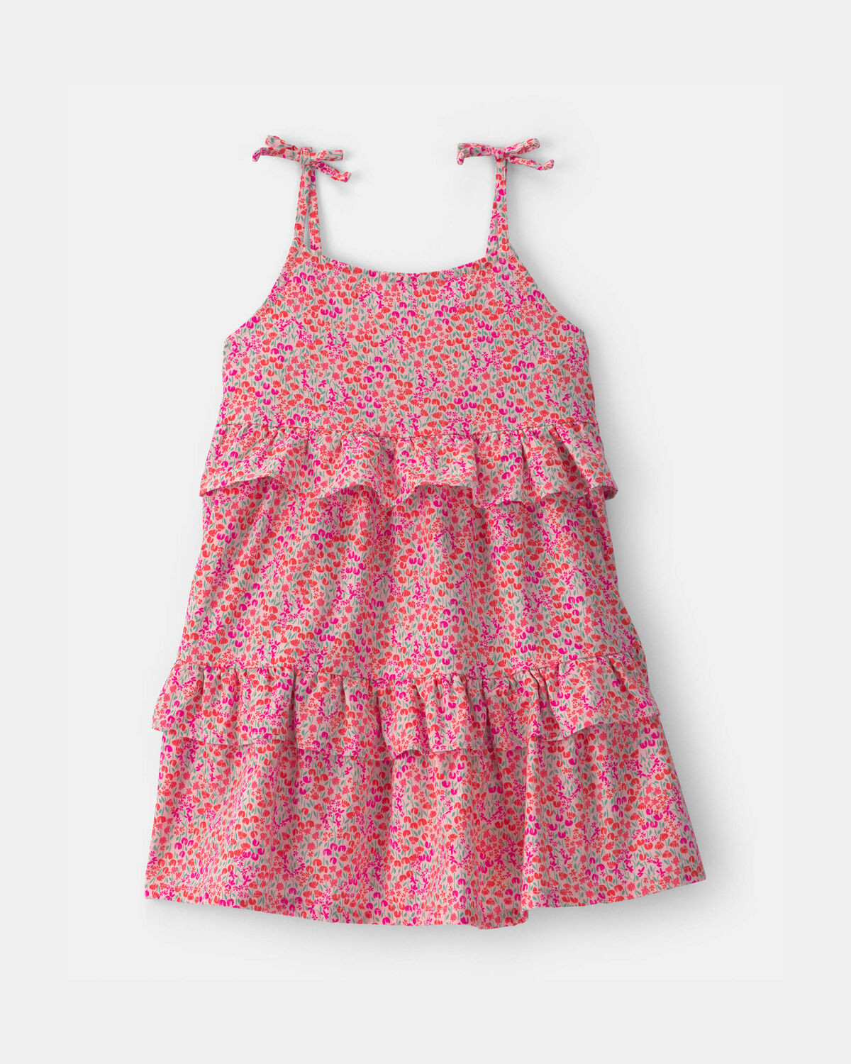 Toddler Girl Floral Ruffle Tiered Dress - Pink | Carter's Inc