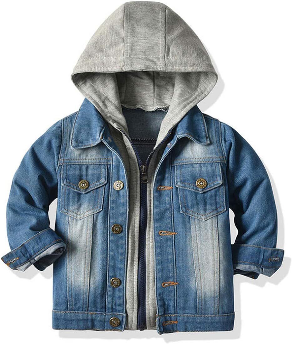SOFEON Toddler Baby Boy Girls Denim Jacket Button Down Basic Ripped Hoodie Jeans Coat Kid Cowboy ... | Amazon (US)