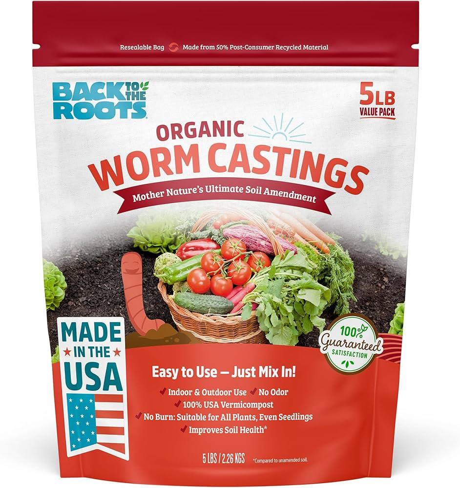 Back to the Roots 100% Organic & Made in USA Worm Castings, All Natural Plant Fertilizer and Soil... | Amazon (US)