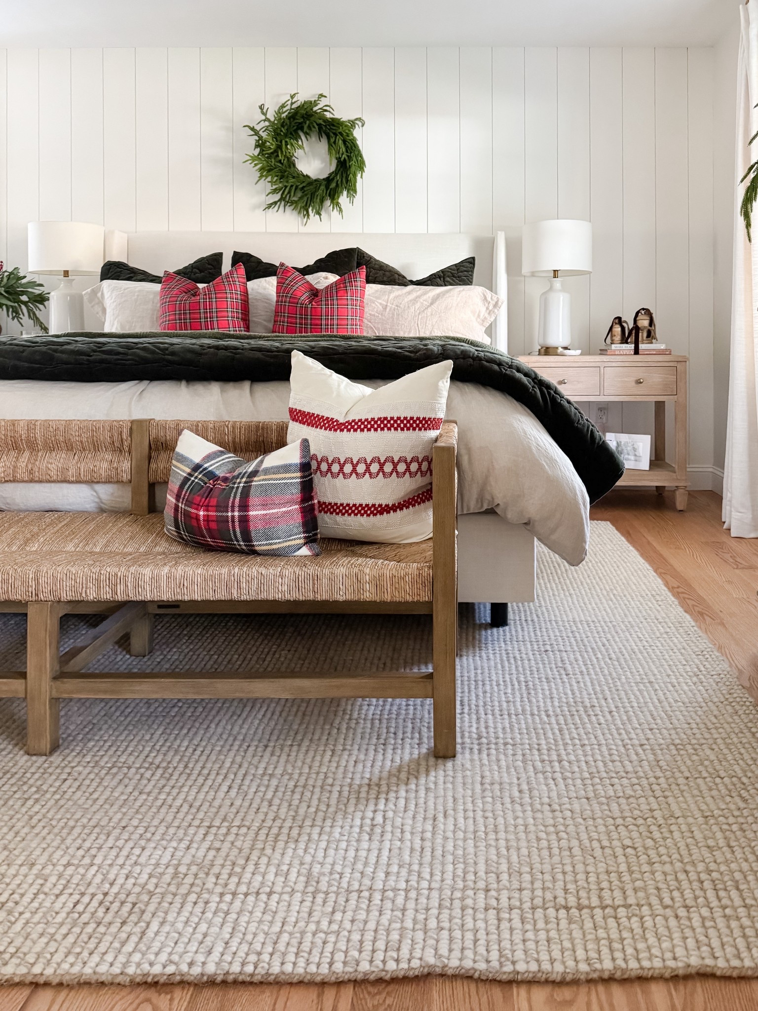 Classic Christmas bedroom 
Cozy seasonal bedroom refresh velvet quilt blue coastal home decor holiday decor neutral seasonal home modern cape cod inspired sherricalnanhome#LTKCyberWeek

#LTKHoliday #LTKHome