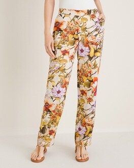 Linen Floral-Print Straight-Leg Pants | Chico's