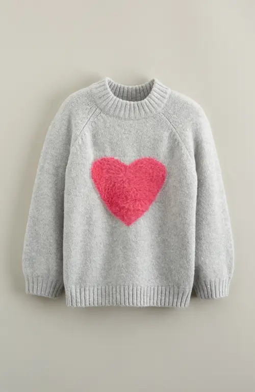 Tucker + Tate Kids' Fuzzy Icon Tunic Sweater in Grey Light Heather Fuzzy Heart at Nordstrom, Size 3T | Nordstrom