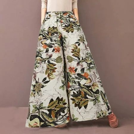 Flowy Pants For Women Womens Casual Floral Printed Bandage Elasty Maxi Trousers Wide Leg Pants For C | Walmart (US)