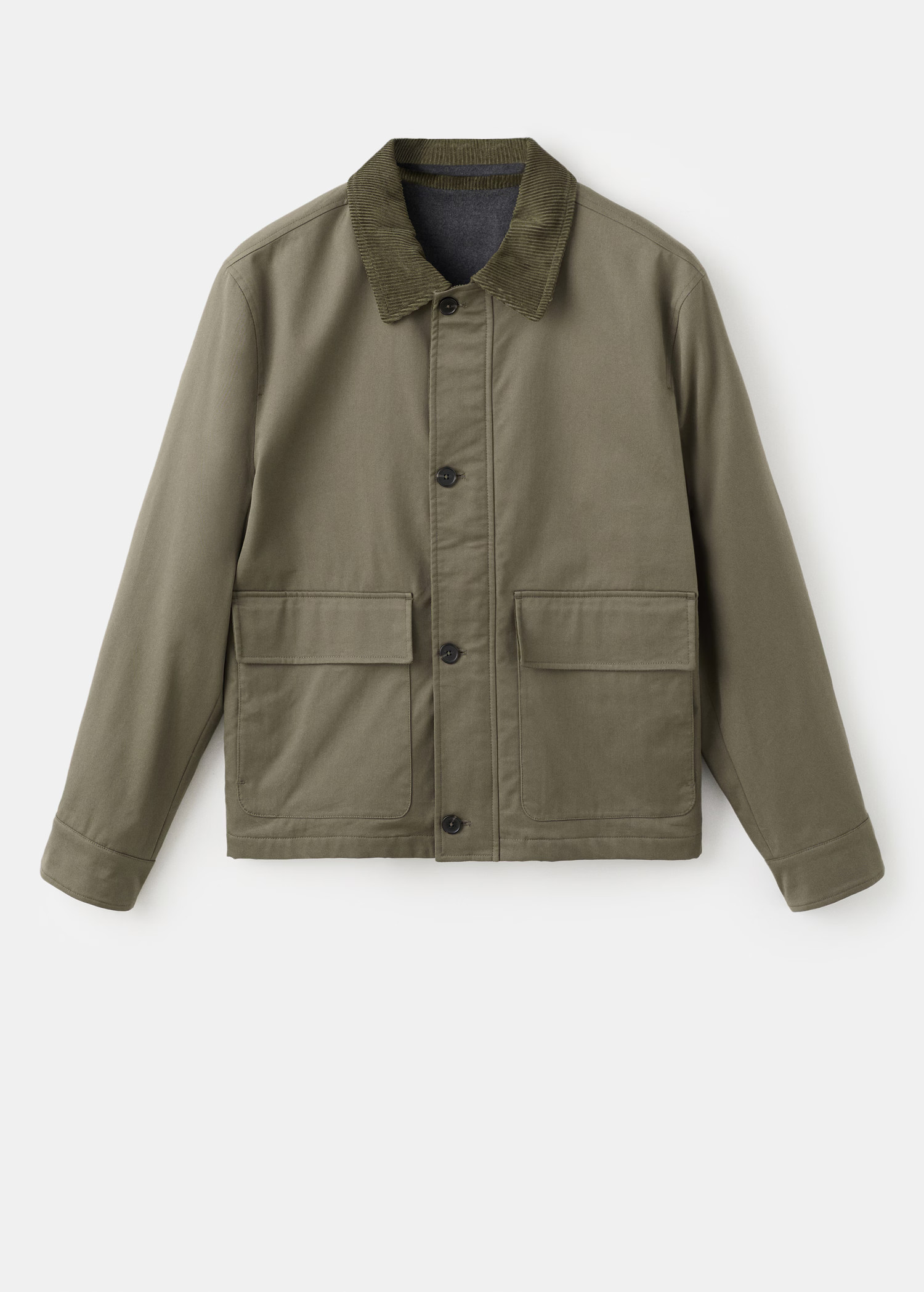 Water-repellent jacket with corduroy collar | MANGO (UK)