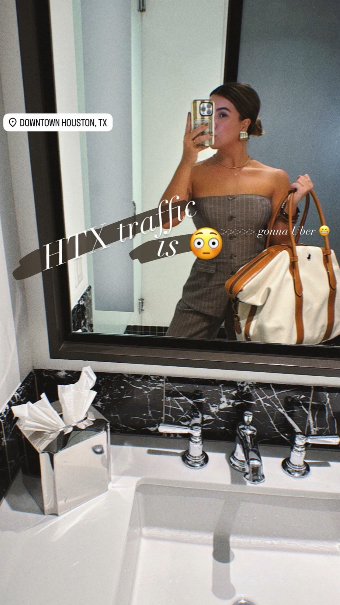 HTX downtown outfit pin stripe workwear vest and pants. Ralph Lauren weekender bag. Tote  

#LTKWorkwear #LTKFallSale