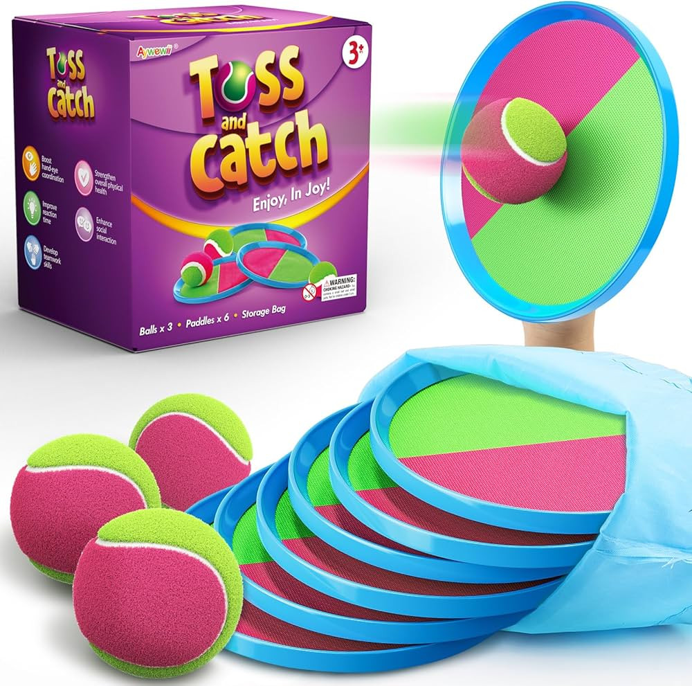 Aywewii Toss and Catch Ball Set Kids Games, Beach Toys Outdoor Toys Yard Games Outdoor Games for ... | Amazon (US)