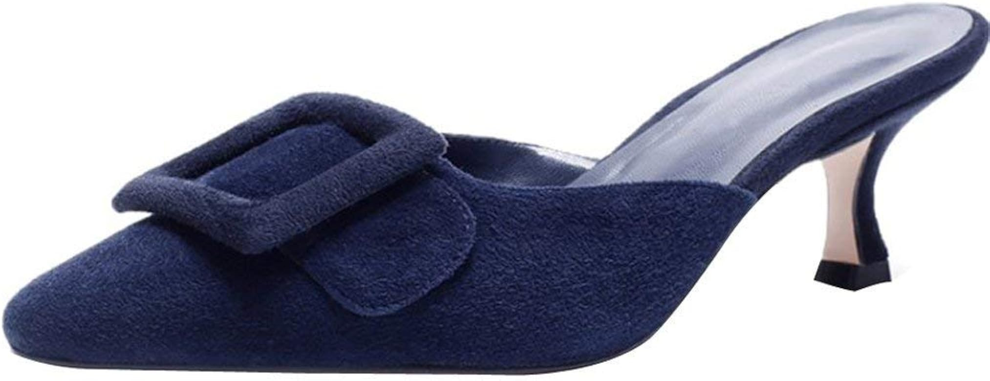 Fericzot Mules for Women,Slingback Buckle Pumps Pointed Toe Slippers Kitten Heels Shoes Slides Ba... | Amazon (US)