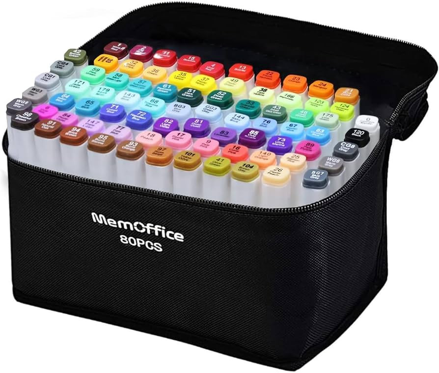 MemOffice 80 Colors Dual Tip Artist Alcohol Markers Set with Carrying Case - Perfect for Coloring... | Amazon (US)