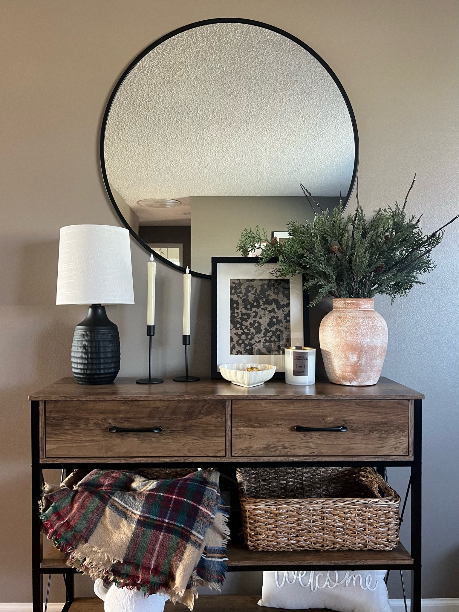 Organic modern entry table decor 

Small lamp, candles, framed art, vase, stems, natural decor, minimal decor, neutral decor 

#LTKSeasonal #LTKSpringSale #LTKhome