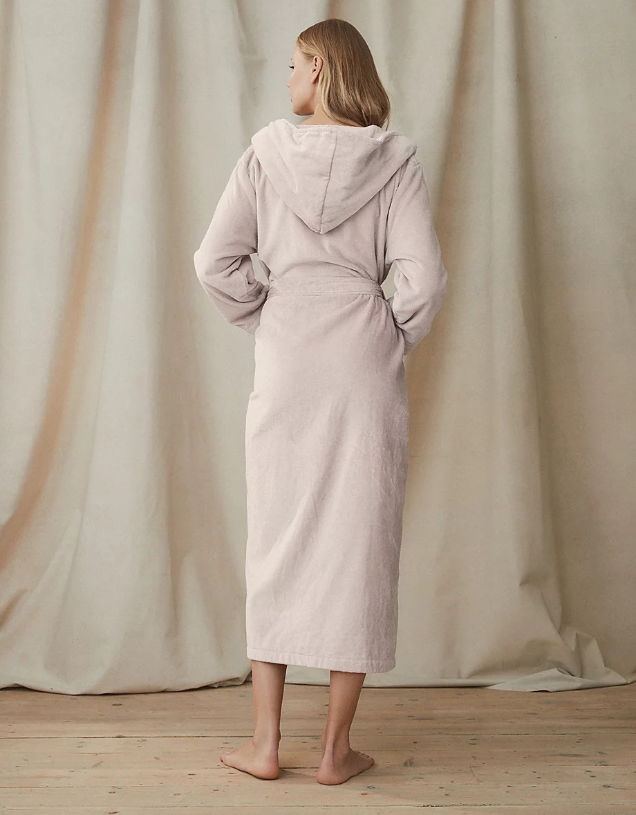 Unisex Hooded Organic Cotton Velour Robe | The White Company UK & ROW