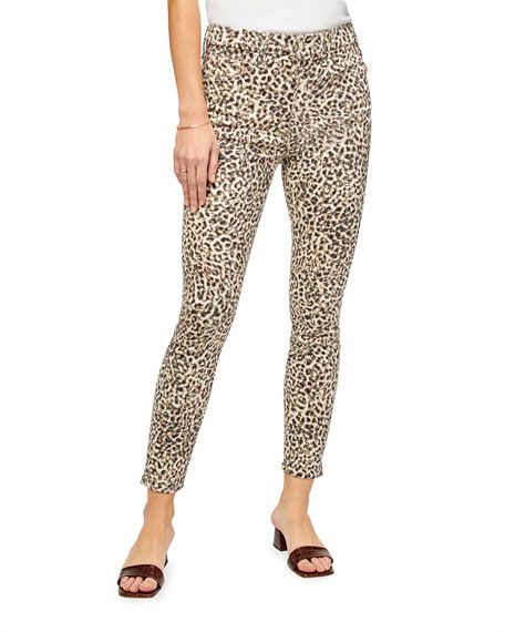 Jen7 Leopard-Print Ankle Skinny Jeans | Neiman Marcus