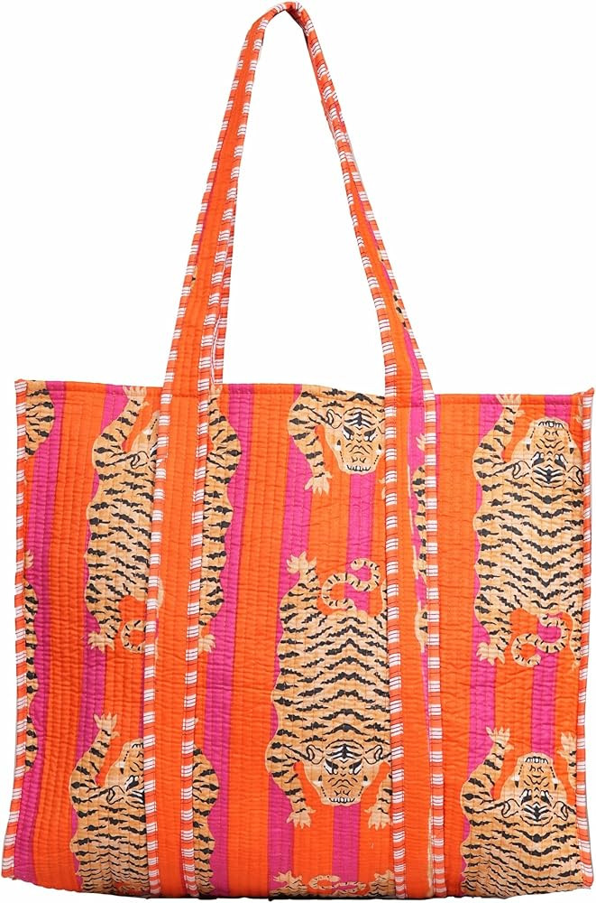 100% Cotton Jungle Print Shoulder Bag Tote Bag Women Reversible Shopping Bag and Grocery Bags Sty... | Amazon (US)