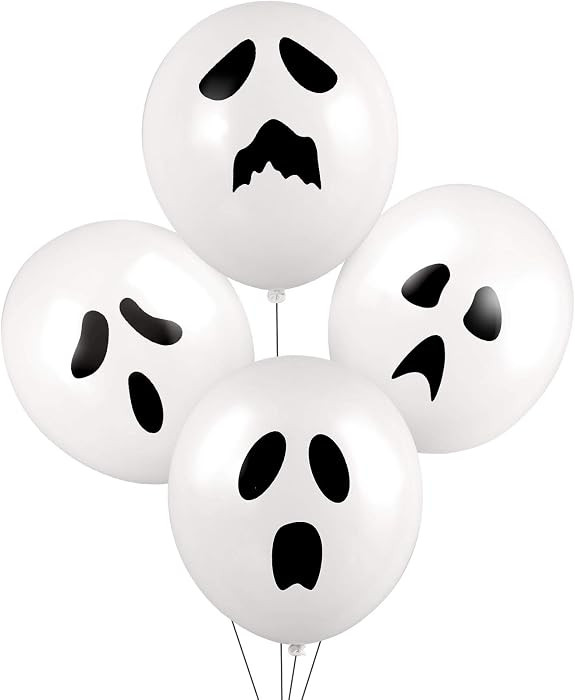 Skylety 100 Pcs Ghost Balloons 12" Latex Halloween Ghost Decor Balloons | Amazon (US)