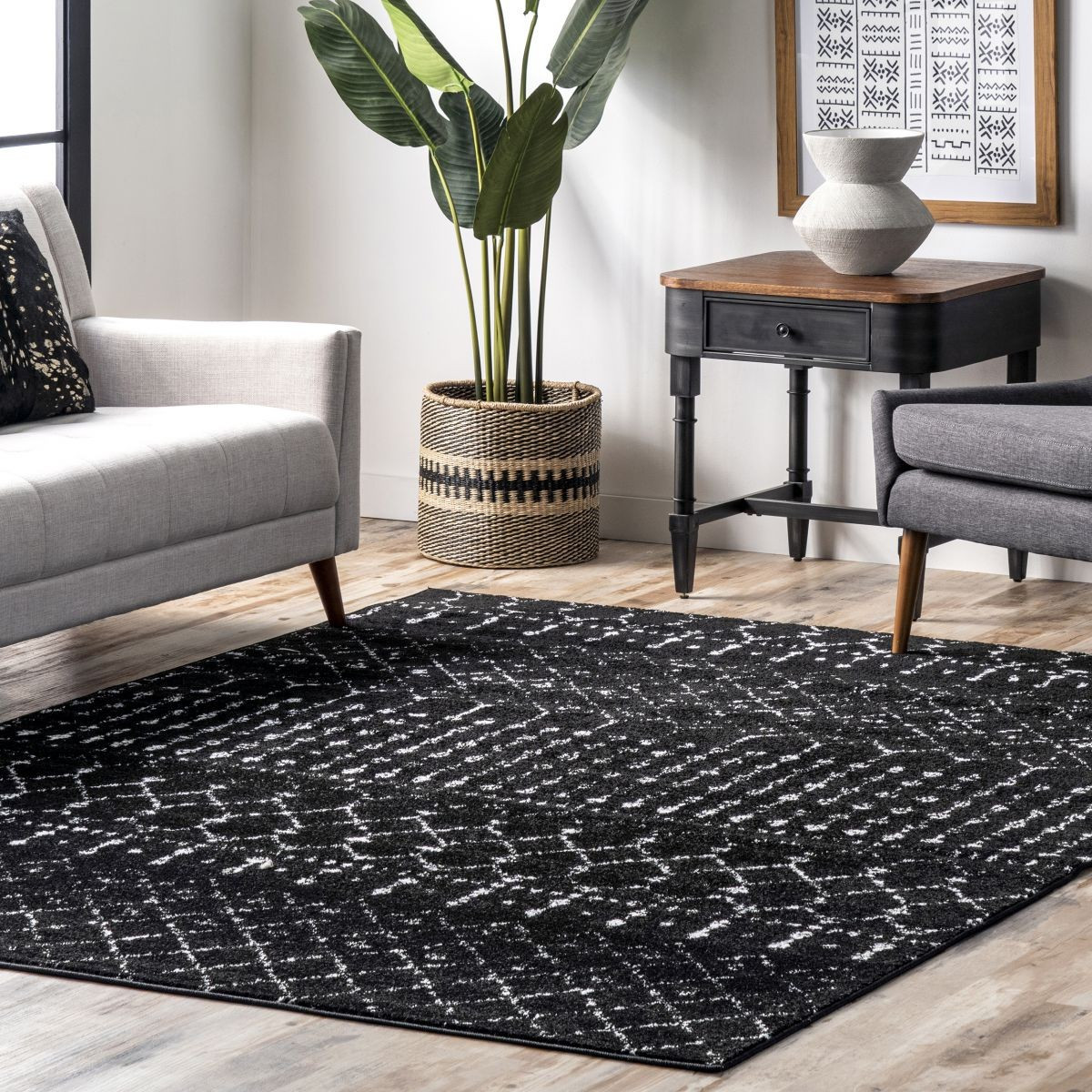 Black And White Moroccan Trellis Area Rug | Rugs USA