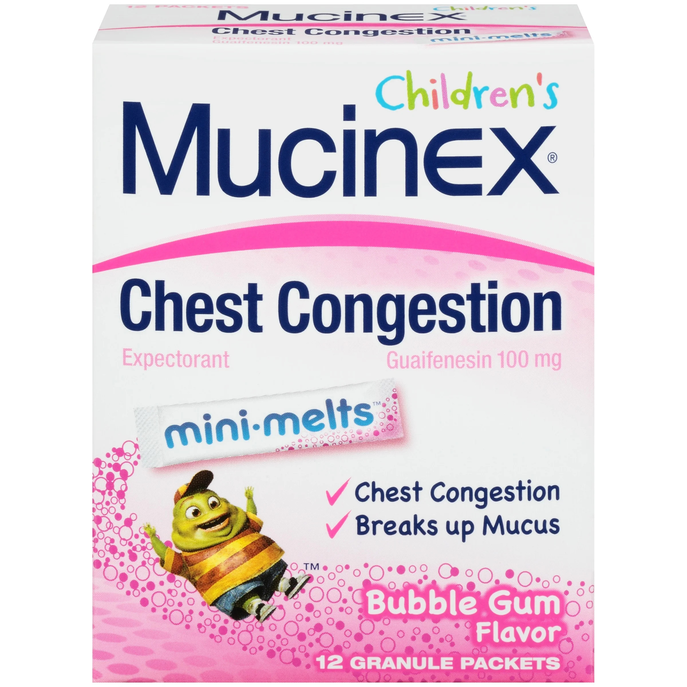Children's Mucinex Chest Congestion Mini-Melts Age 4+ Bubble Gum, 12 Ct | Walmart (US)