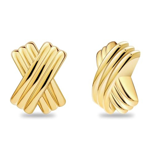 UneDouce 14K Gold Plated Chunky Statement Vintage Earrings for Women | Trendy Statement Textured ... | Amazon (US)