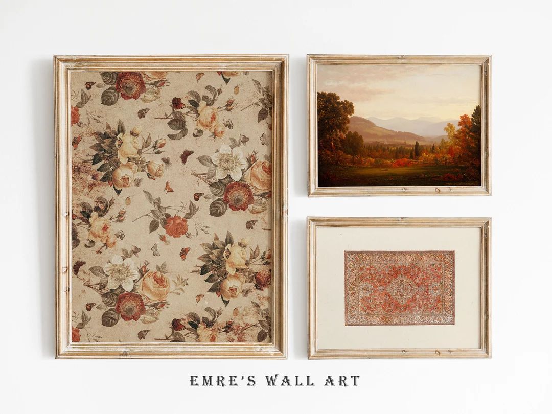 Vintage Rustic Autumn Gallery Wall Set Fall Landscape Print - Etsy | Etsy (US)