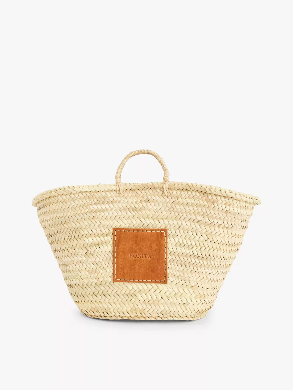 Brand-patch palm-leaf tote bag | Selfridges