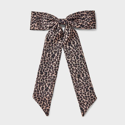 Girls' Satin Leopard Printed Bow - art class™ Black/Brown | Target