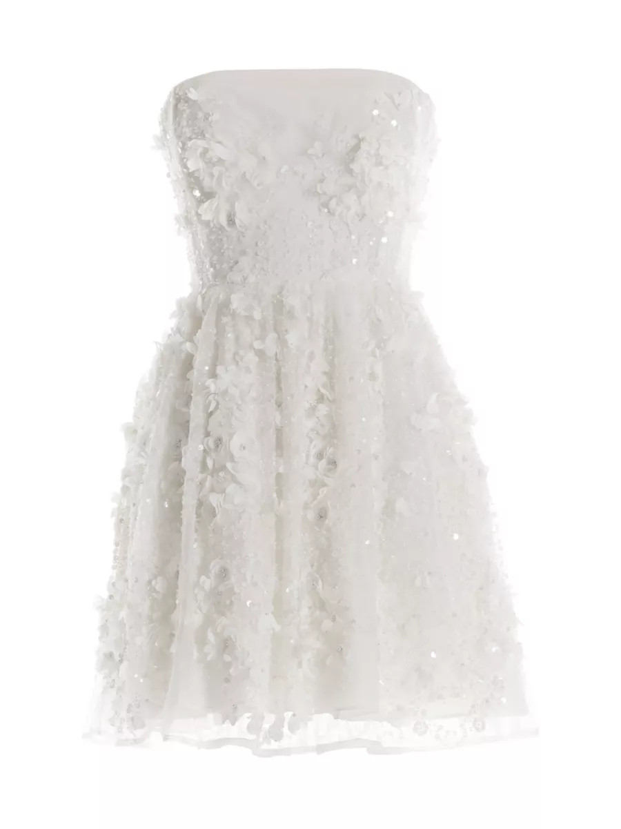 Shop Dress The Population Marilyn Strapless Embellished Fit &amp; Flare Minidress | Saks Fifth Av... | Saks Fifth Avenue