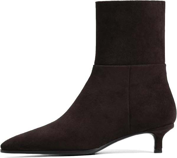 Kitten Heel Ankle Boots for Womens Booties Low Heel Pointed Toe | Amazon (US)