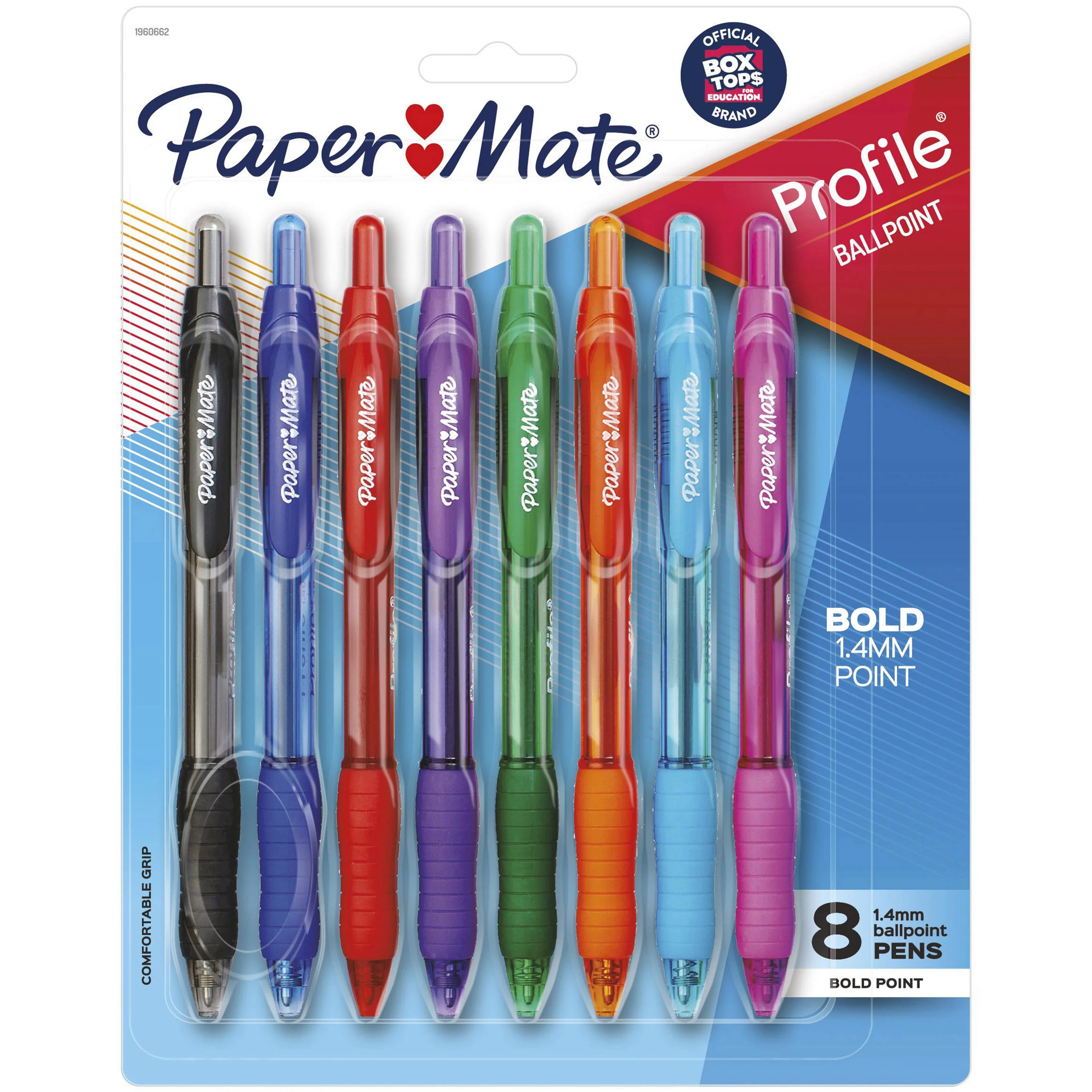 Paper Mate Profile Retractable Ballpoint Pens, Bold (1.4mm), Assorted Colors, 8 Count | Walmart (US)