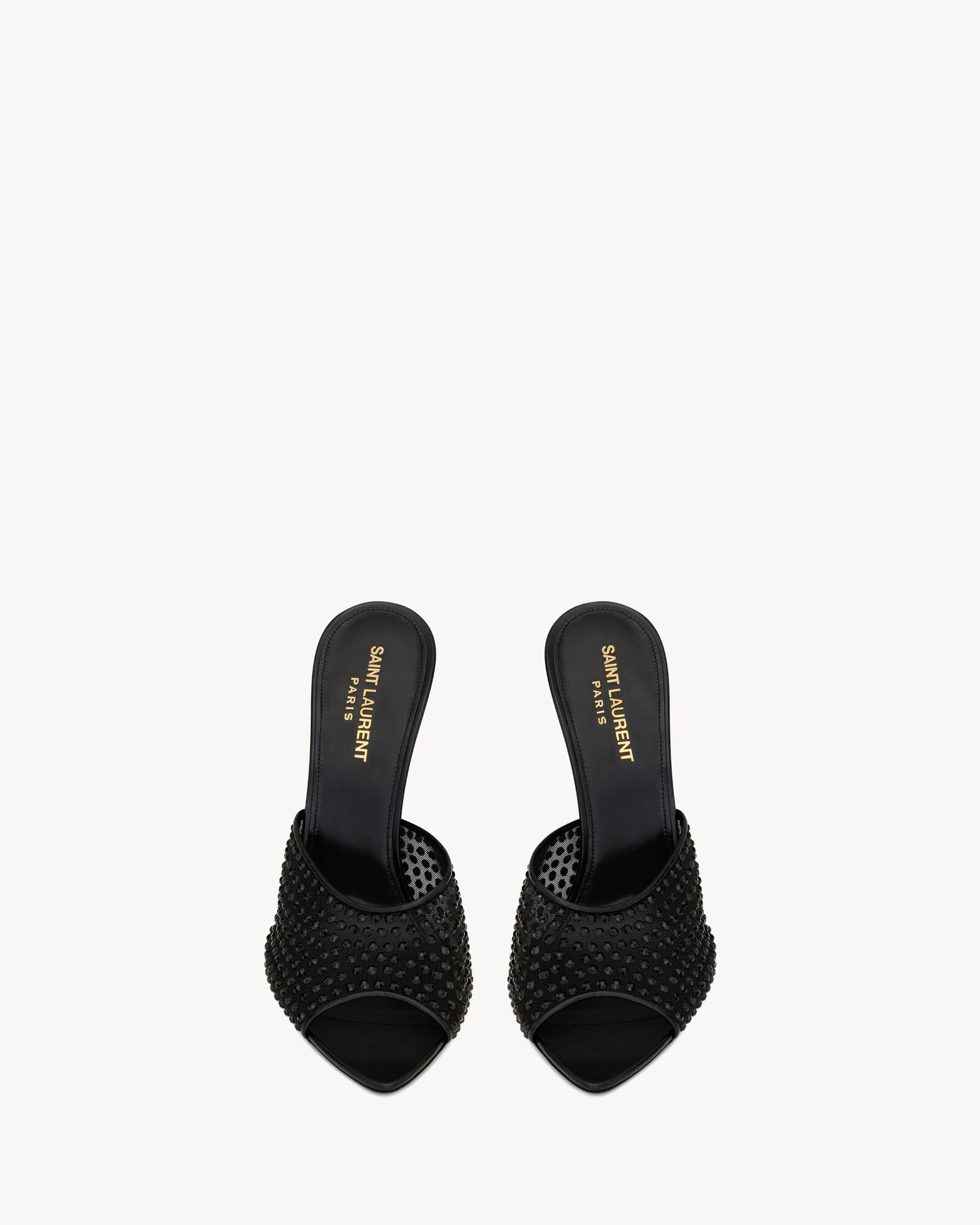blonde mules in rhinestones mesh | Saint Laurent Inc. (Global)