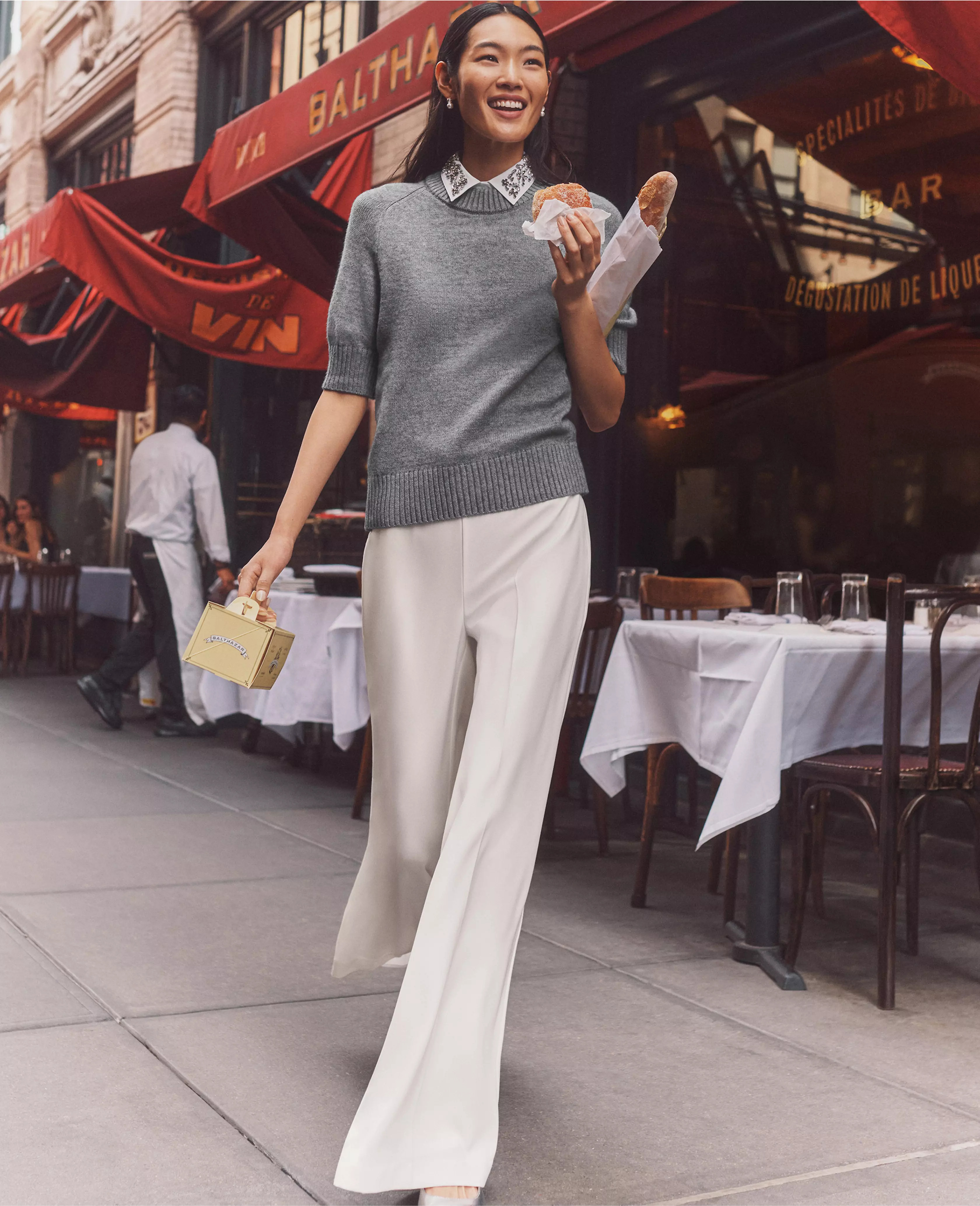 Rhinestone Mixed Media Sweater Tee | Ann Taylor (US)