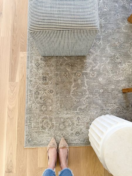 light gray rug by Surya, living room design, neutral area rug, white accent table, studio McGee target, blue and white ticking stripe ottoman, neutral home decor, living room rug

#LTKFind #LTKSale #LTKhome