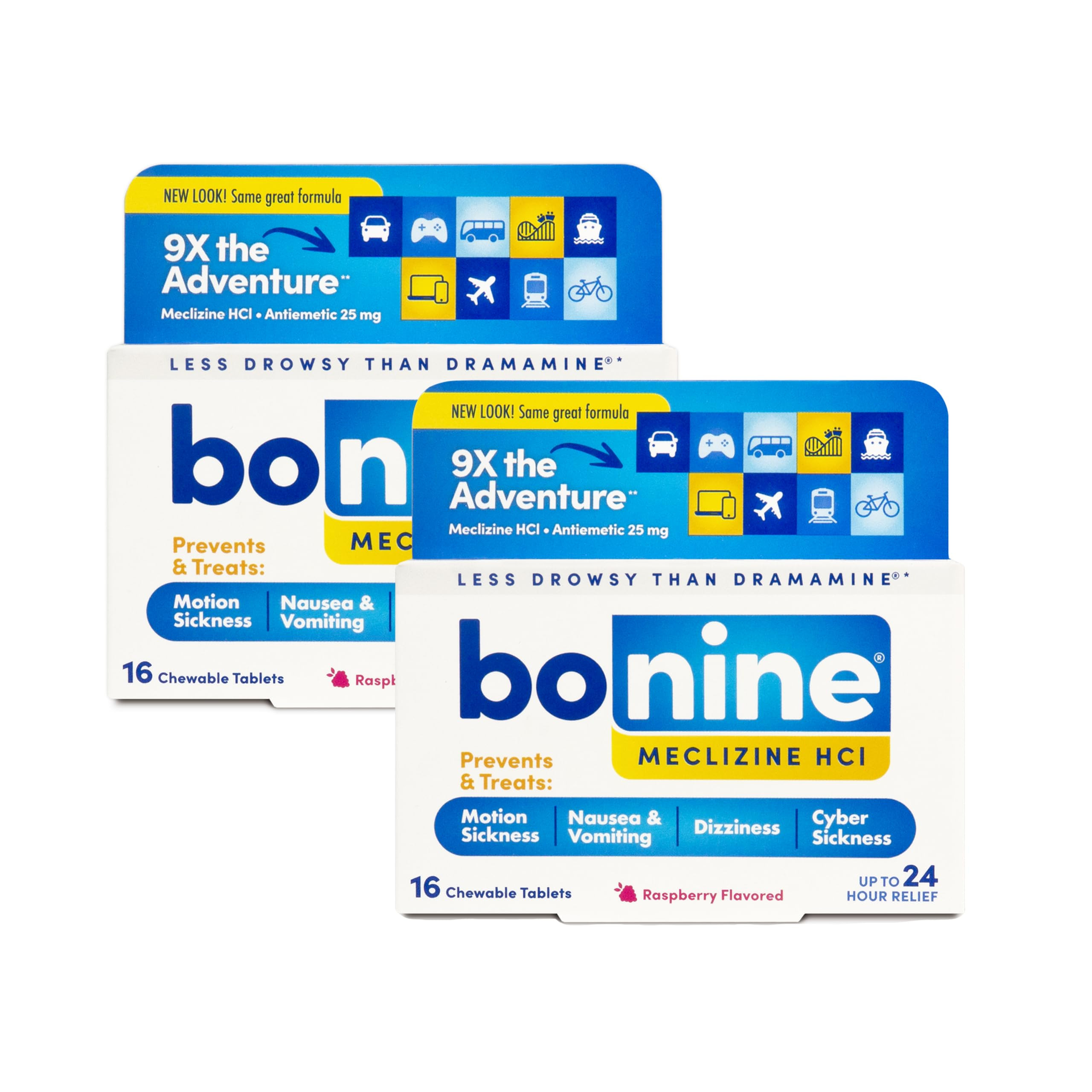 Bonine Non-Drowsy Motion Sickness Relief - 32 Chewable Tablets with Meclizine HCL 25mg - Non Drow... | Amazon (US)