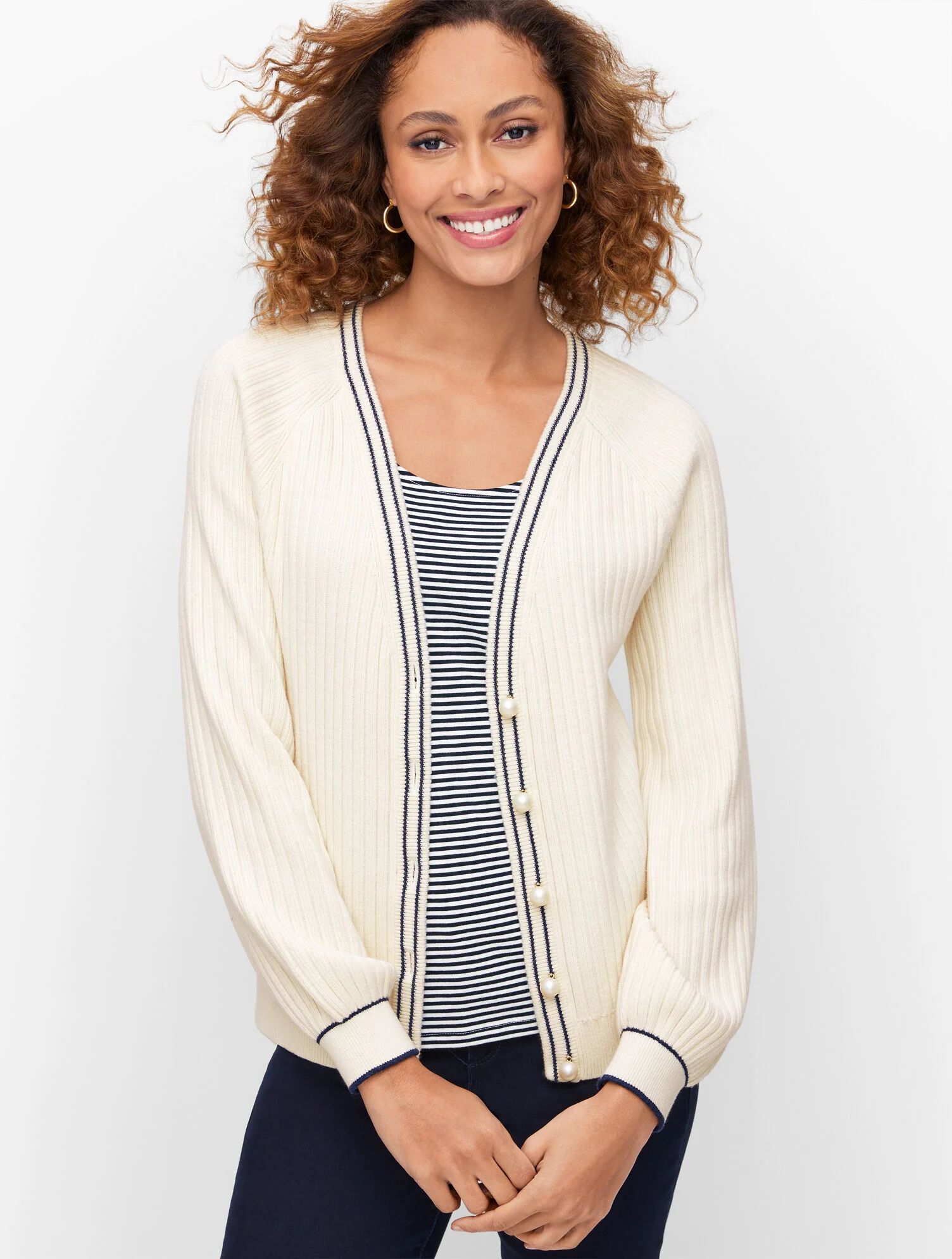 V-Neck Cardigan - Tipped | Talbots