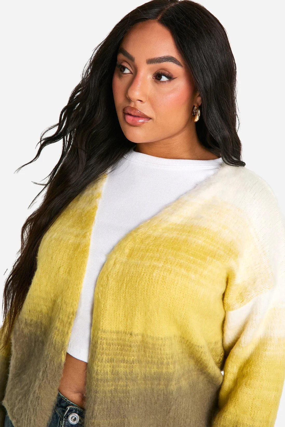 Plus Fluffy Ombre Knit Cardigan | Boohoo.com (UK & IE)