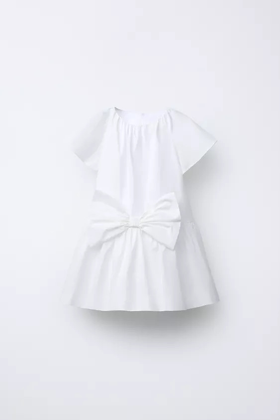 POPLIN DRESS WITH BOW | Zara US