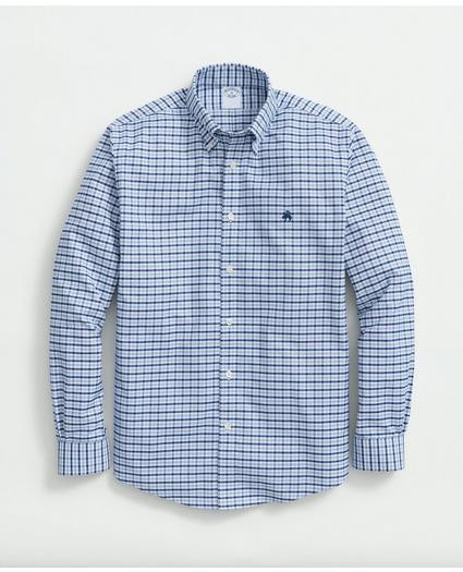 Stretch Cotton Non-Iron Oxford Polo Button-Down Collar, Gingham Shirt | Brooks Brothers