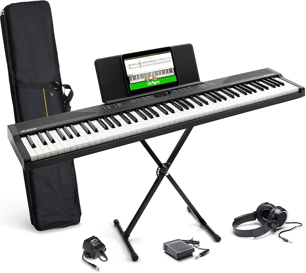 Alesis 88 Key Keyboard Piano with 480 Sounds, Speakers, USB MIDI, Carry-Bag, Stand, Headphones, P... | Amazon (US)
