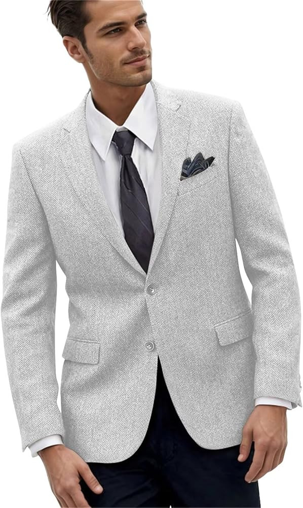 Retro Herringbone Mens Suit Jackets Tweed Slim Fit Sport Coats Prom Business Blazer Casual Men Tu... | Amazon (US)