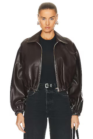 Luna Cropped Leather Bomber Jacket | FWRD 