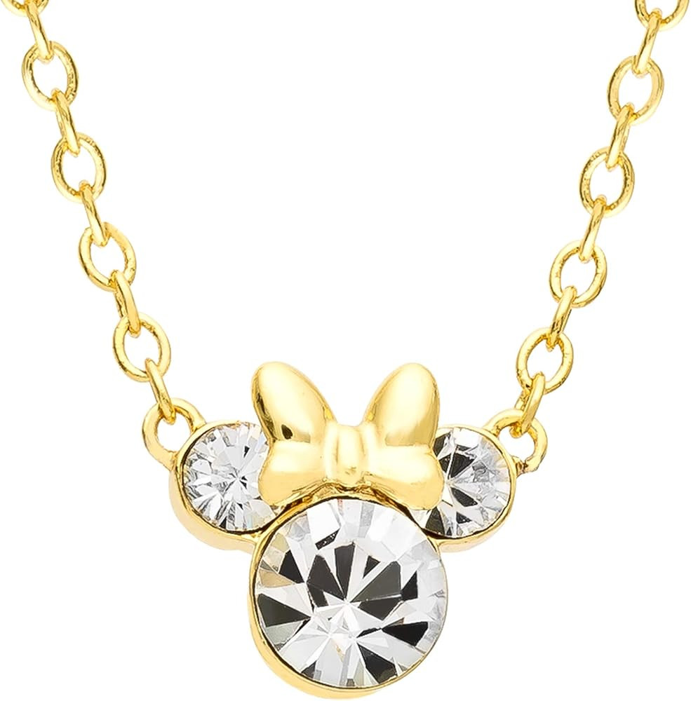 Disney Minnie Mouse Crystal Birthstone Jewelry, Birth Month Pendant Necklace, Silver Plated | Amazon (US)