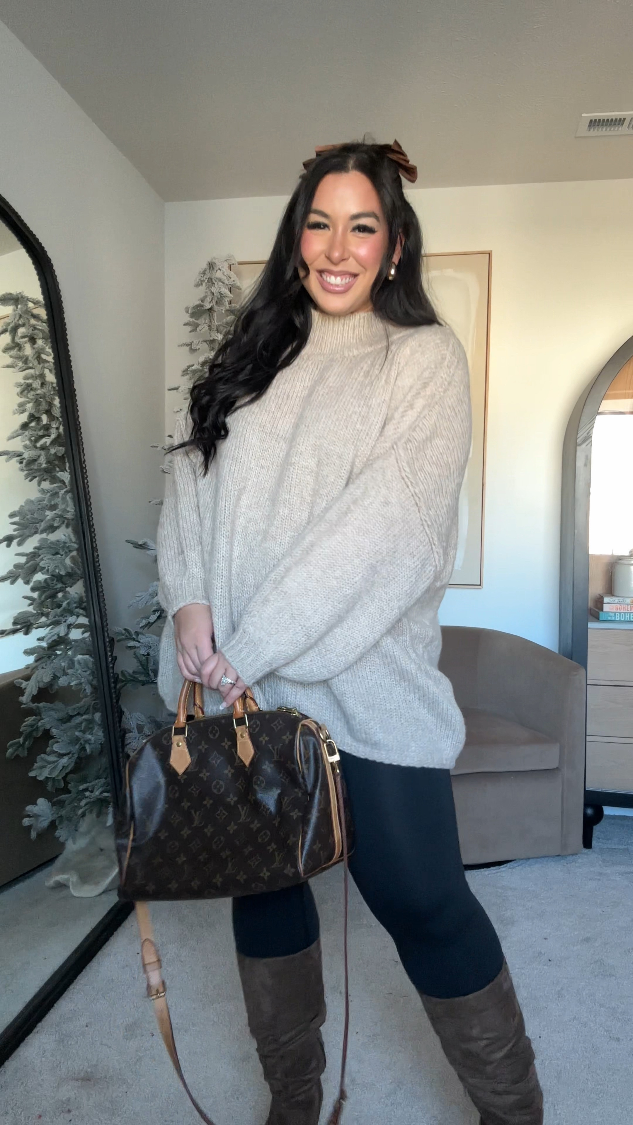 Size xl Amazon sweater
Size large legging 

#LTKHoliday #LTKMidsize