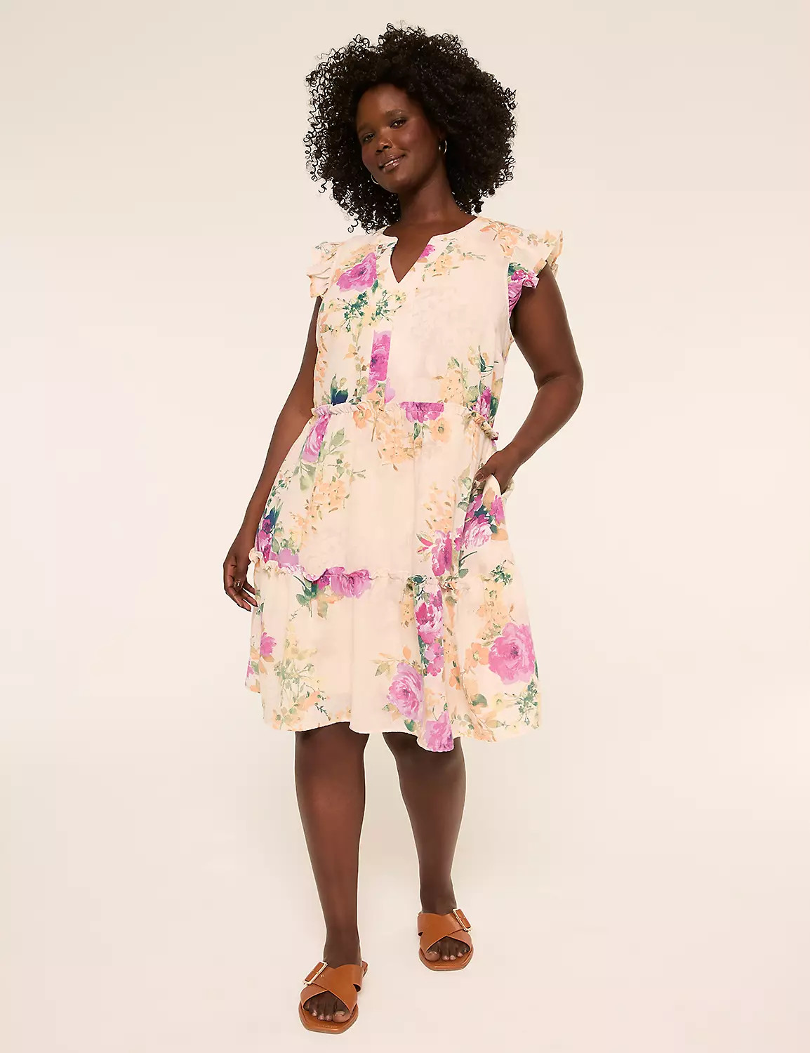 Short-Sleeve Ruffle Swing Dress | Lane Bryant (US)