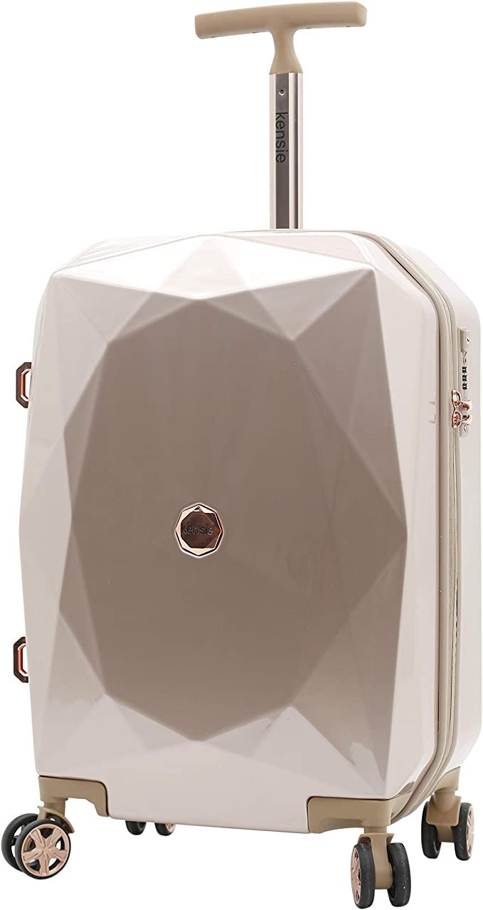 kensie Women's 3D Gemstone TSA Lock Hardside Spinner Luggage, Rose Gold, 20-Inch Carry-On | Amazon (US)