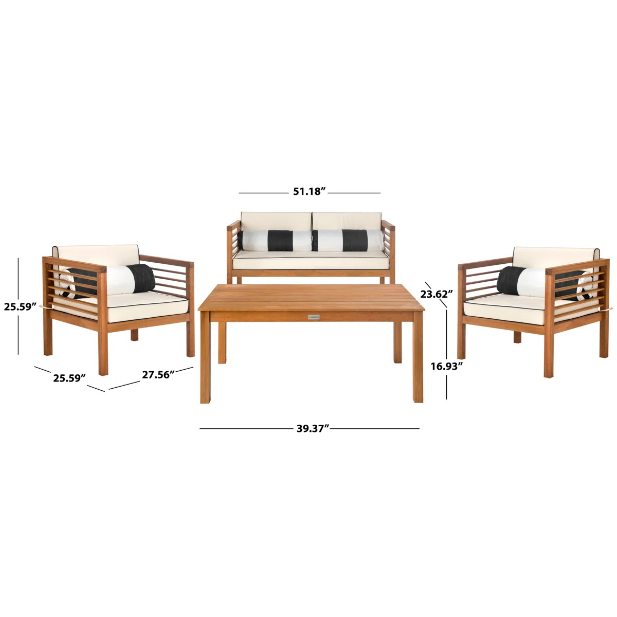 Arlethe Wood 4 - Person Patio Conversation Sets with Cushions | Wayfair North America