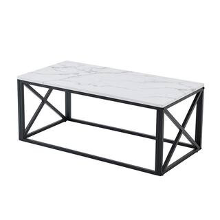 43 .3 in. Marble color Rectangle MDF Wood Coffee Table with Black X-shape Metal Frame WLF-CYW2-64... | The Home Depot