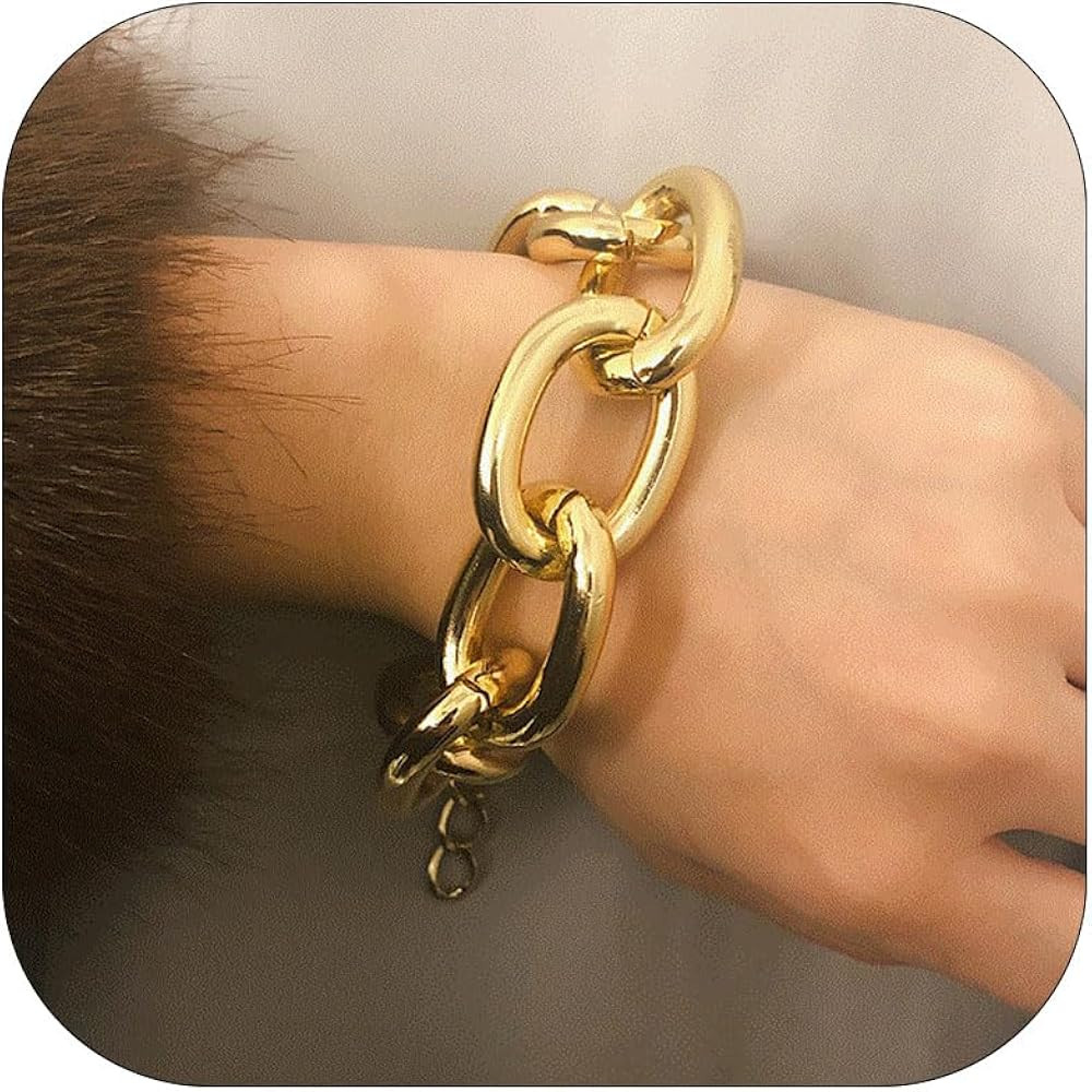 HUASAI Chunky Gold Bracelets for Women Thick Paperclip Bracelet Link Chain Bracelet for Women Gol... | Amazon (US)