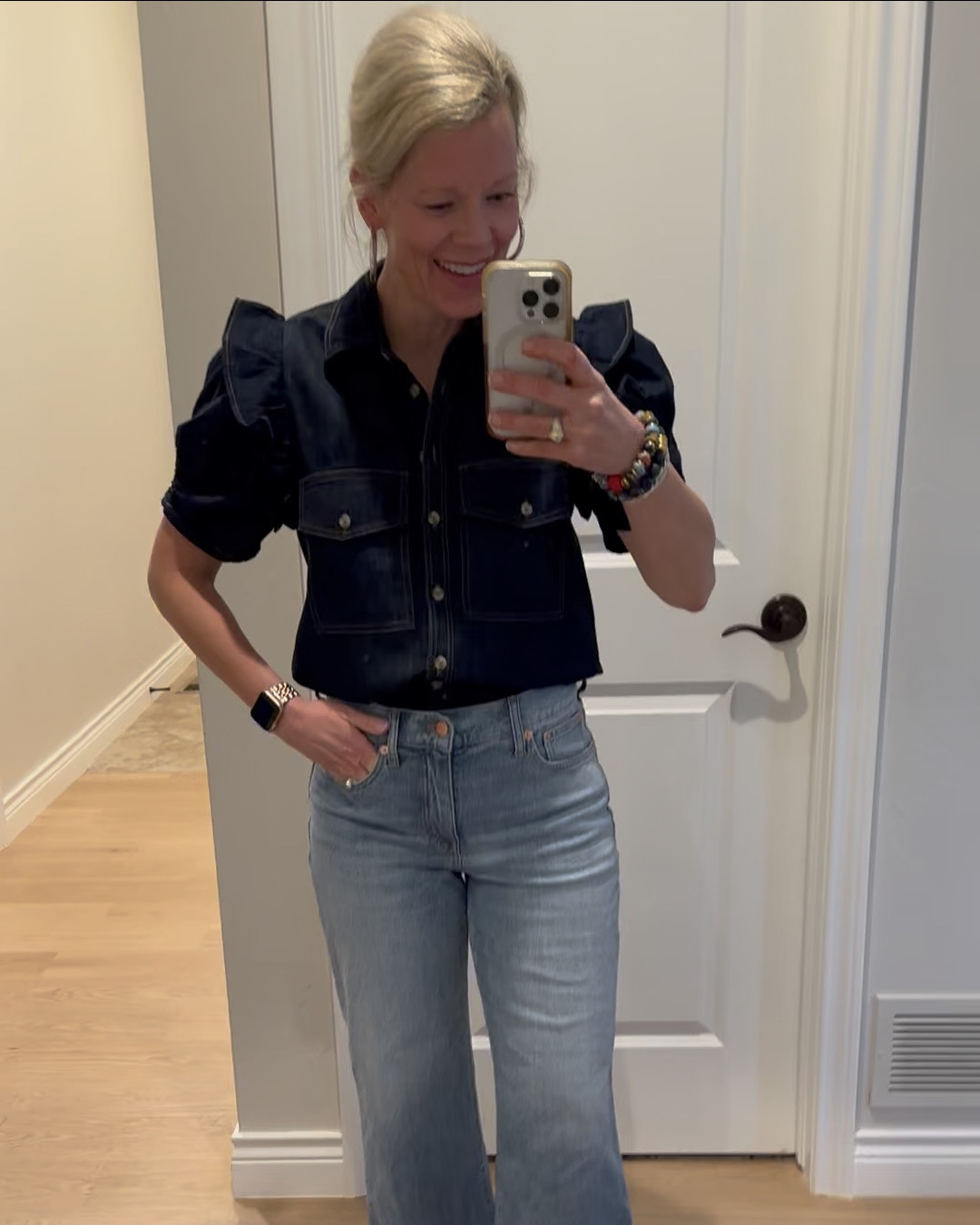 This dark denim shirt is one of my favorite recent purchases. It is still in stock and on sale this weekend! It fits true to size and is so fun! Love these cropped jeans and these fun new shoes. I’m wearing my regular size in everything!  J. Crew Factory. Old Navy. Anthropologie. Favorite jeans. Western concert. Sale  


#LTKStyleTip #LTKWatchNow #LTKSaleAlert
