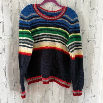 American Eagle Wool-blend Multi-color Striped Crew Neck Sweater | eBay US