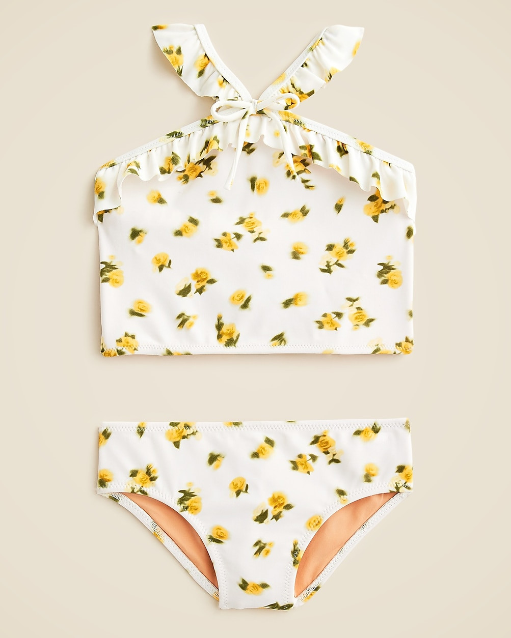 Girls' ruffle halter-neck two-piece swimsuit with UPF 50+ fabric | J. Crew US