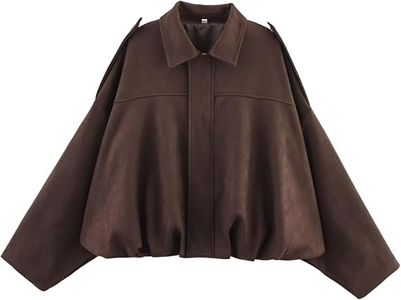 Arssm Womens Faux Suede Bomber Jacket Casual Lapel Pilot Jackets Coat Oversized Long Sleeve 2025 ... | Amazon (US)