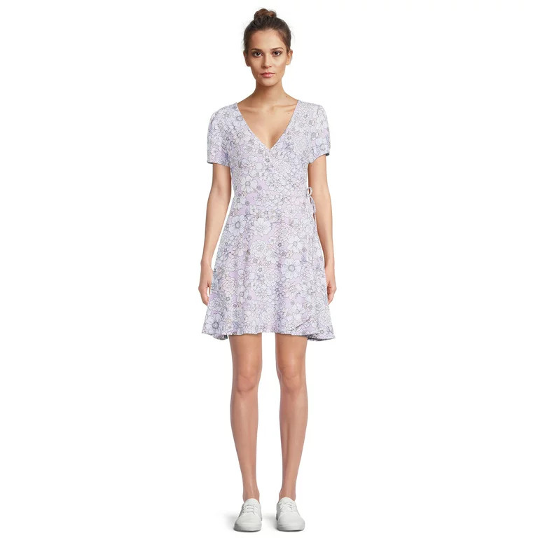 No Boundaries Juniors Faux Wrap Dress | Walmart (US)